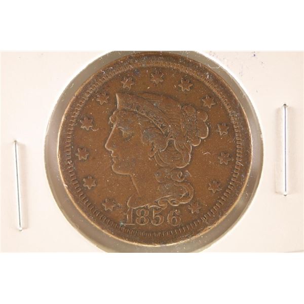 1856 UPRIGHT 5 US LARGE CENT VERY FINE
