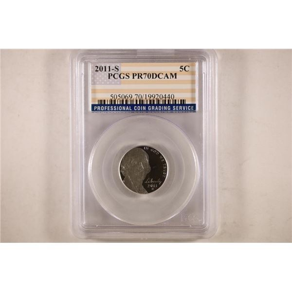 2011-S JEFFERSON NICKEL PCGS PR70 DCAM
