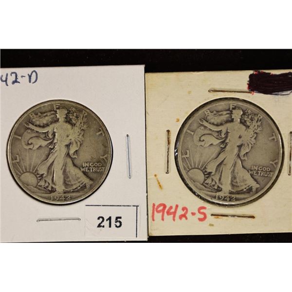 1942-D & 1942-S WALKING LIBERTY HALF DOLLARS