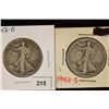 Image 1 : 1942-D & 1942-S WALKING LIBERTY HALF DOLLARS