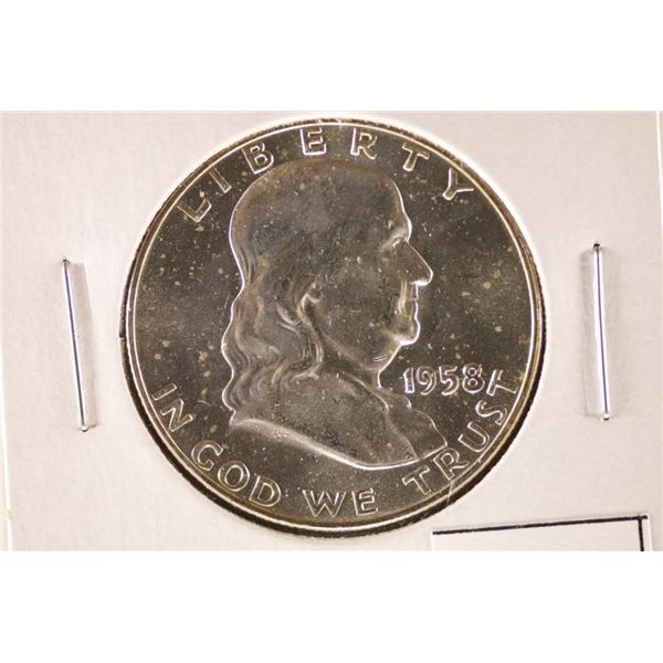 1958-D SILVER FRANKLIN HALF DOLLAR BRILLIANT UNC