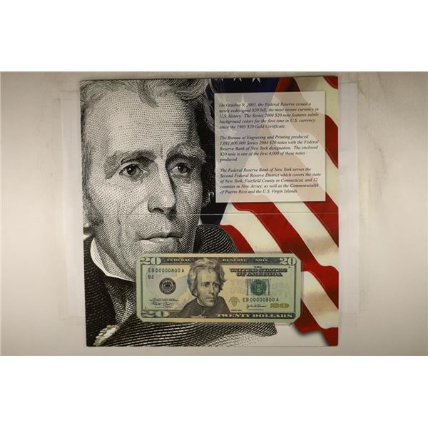 SERIES 2004 $20 FRN NEW YORK WITH LOW SERIAL