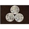 Image 1 : 3-1962 WASHINGTON SILVER QUARTERS BRILLIANT UNC