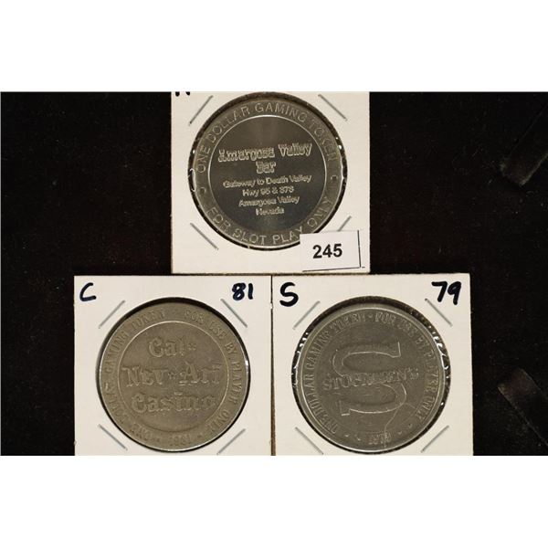 3 ASSORTED $1 GAMING TOKENS AMARGOSA VALLEY BAR