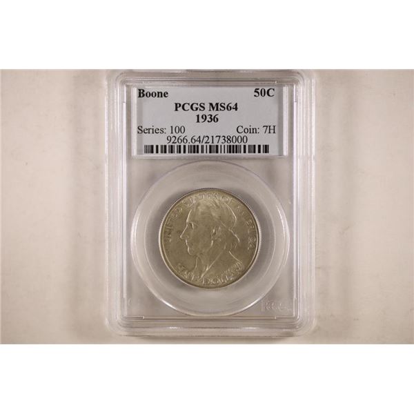 1936 BOONE COMMEMORATIVE HALF DOLLAR PCGS MS64