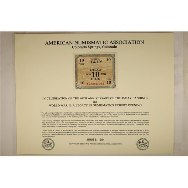 JUNE 6TH, 1984 AMERICAN NUMISMATIC ASSOCIATION