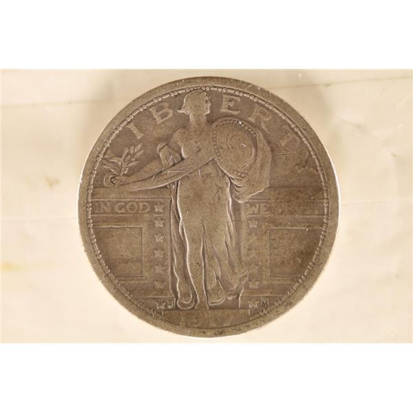 1917-S TYPE I STANDING LIBERTY QUARTER NO STARS