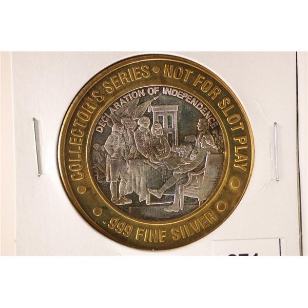 CASINO $10 SILVER TOKEN (UNC) CAESARS (DECLARATION