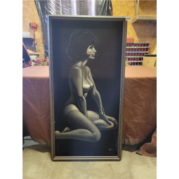 Vintage Black Velvet Nude Boudoir Painting
