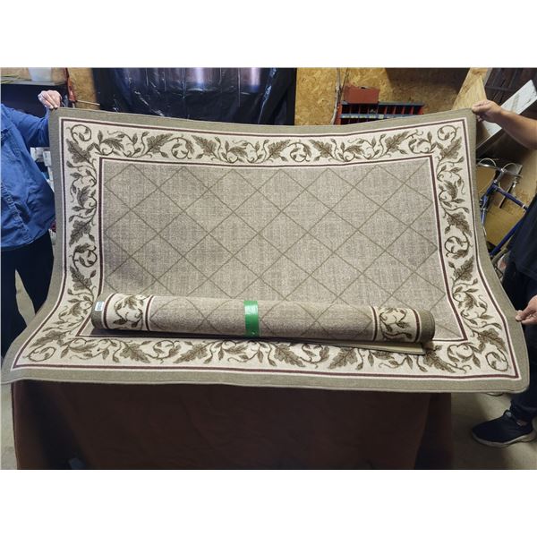 Area Rugs x2 Beige with Leaves on Edge