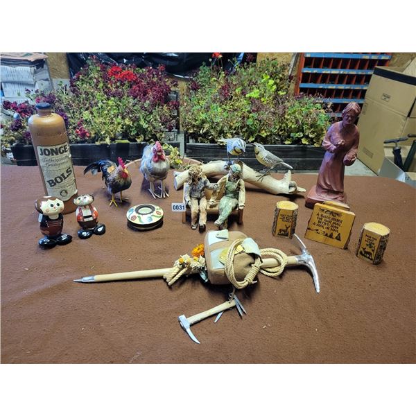 Swiss Trinkets - Birds - Rustic Salt & Pepper Shakers - Napkin Holder