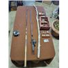 Image 1 : Fishing Rods x2 - Tackle Box - Walking Stick