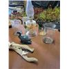 Image 3 : Glass Vases x2 - Ceramic Duck - Oil Lamp - Wine Bottle Holder - Driftwood with Seagulls