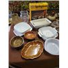 Image 2 : Corning Ware, Serving Trays, Ceramic Tea Set, Glass Pitchers, Wooden Bowls, Cake Pan, Candy Dish