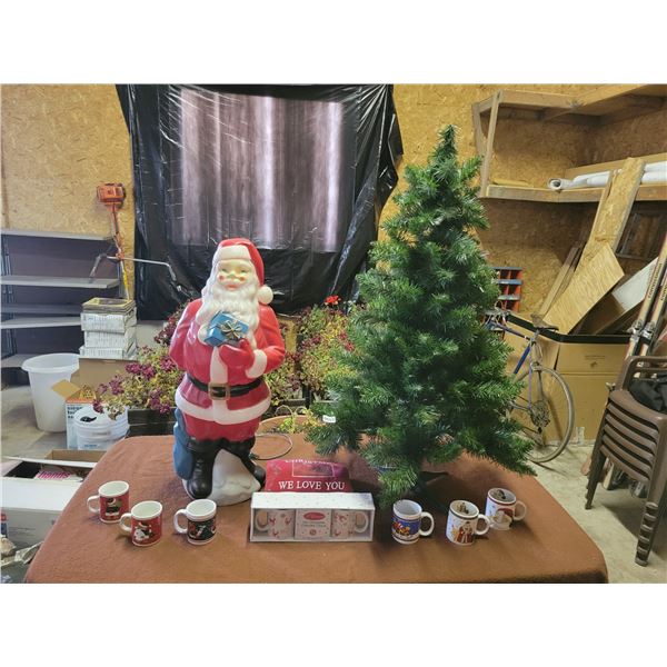 Christmas Tree - Light-up Santa - Assorted Mugs & Cocoa - Christmas Pillow with Picture Window