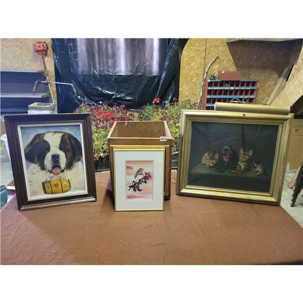 St. Bernard Oil Painting by Linda Nelson - Kittens Oil Painting Artist Unknown - Bird Watercolor