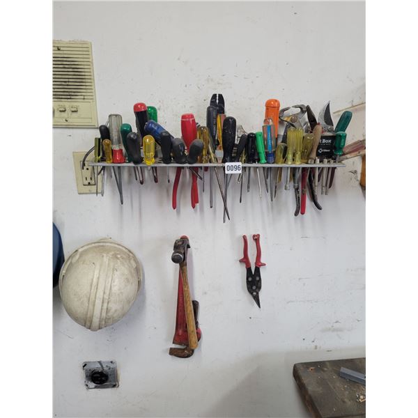 Hammer - Screw Drivers - Pipe Wrench - Plyers - White Hard Hat