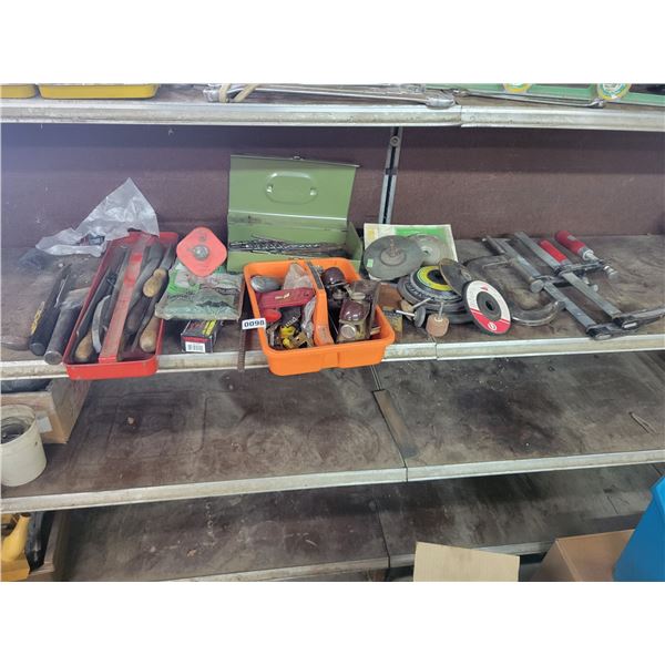 Chisels - Planers - Sanding Pads - C-Clamps x3 - Drill Bits