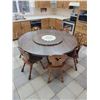 Image 1 : Large Round Kitchen Table with Lazy Susan & 8 Swiss Hand-Painted Chairs