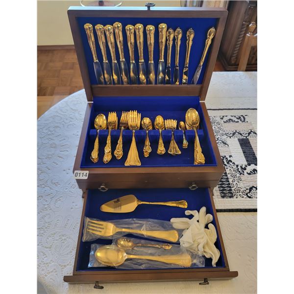 Gold Plated Flatware & Chest