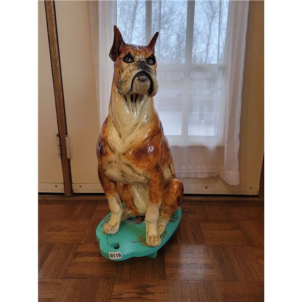 Ceramic Dog Statue with Swiss Hand-Painted Stand
