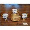 Image 8 : Gold/White Tea Set - "Mom" Cup & Saucer - Silver Colored Tea Pot, Coffee Pot & Sugar Dish