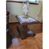 Image 4 : Faux Leather Recliner - 2 Side Tables - White Lamp with Crystals
