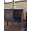 Image 2 : Record Cabinet - Brass Base Lamp - Side Table with Doors
