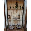Image 3 : Glass/Wood Cabinet - Liquor Glass Set - Hurricane Lanterns x2