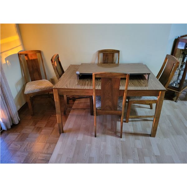 Wood Dining Table with Leaf & 6 Chairs