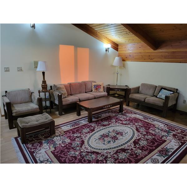 Sofa, Loveseat & Chair with Ottoman - End Tables & Coffee Table - Lamps