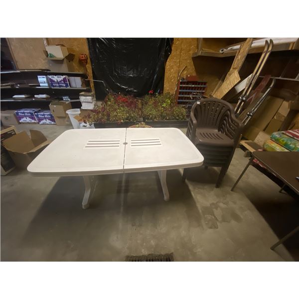 Outdoor Furniture - Plastic Table & 6 Chairs
