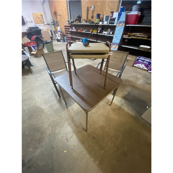 Card Table - 2 Stools - 2 Metal Lawn Chairs - Gun Lock