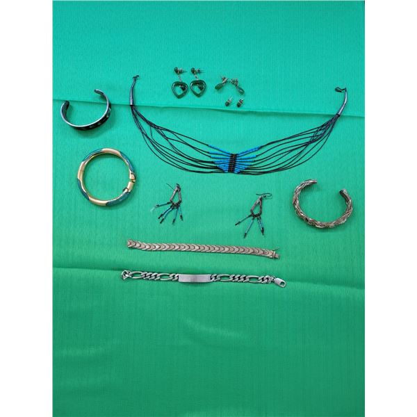 925 Silver Bracelet - Lapis Lazuli Necklace & Earrings - Costume Jewellery - Indigenous Jewellery