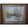 Image 1 : Oil painting on canvas featuring winter scene #2310148