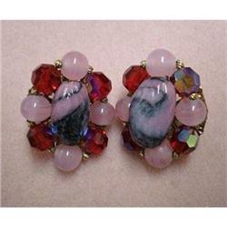 CLIP-ON CORO EARRINGS -ART GLASS #2319636