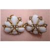 Image 1 : MILK GLASS & RHINESTONE EARRINGS  #2319637