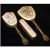 Image 1 : Embroidered Petit Point Silk & Brass Vanity Set#2320001