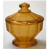 Image 1 : Ampber Pressed Depression Glass Powder Jar #2320007