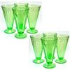 Image 1 : Green Depression Glass Footed Tumbler Set 8) #2320015