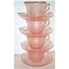 Four Pink Dogwood Depression Cups and Saucers #2320123