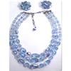 Vintage BLUE BIG GLASS Choker ER faceted  #2320322