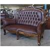 Image 1 : FRENCH LEATHER SETTEE CHAISE SOFA #2320475