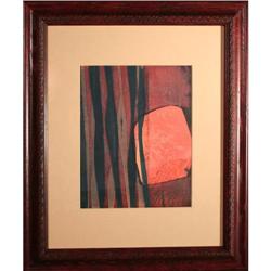 Modern Abstract Original Serigraph Orange/Black#2327288