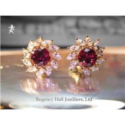 RHJ Synthetic Ruby Earrings & White CZs #2327304