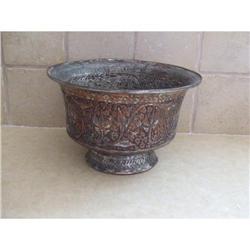 Antique Persian copper bowl Islamic art #2327320