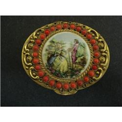 ROMANTIC JEWELLED - PORCELAIN - BRASS BOX #2327331