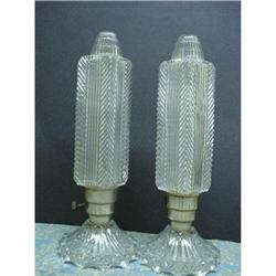 20's DECO Pr.BOUDOIR BULLET  CLEAR GLASS LAMPS #2327332