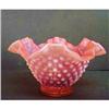 Image 1 : PINK OPALESCENT HOBNAIL RUFFLED BOWL #2327358