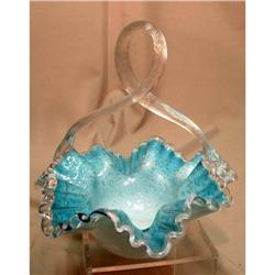 VICTORIAN SPANGLE,SPATTER GLASS BASKET #2327536